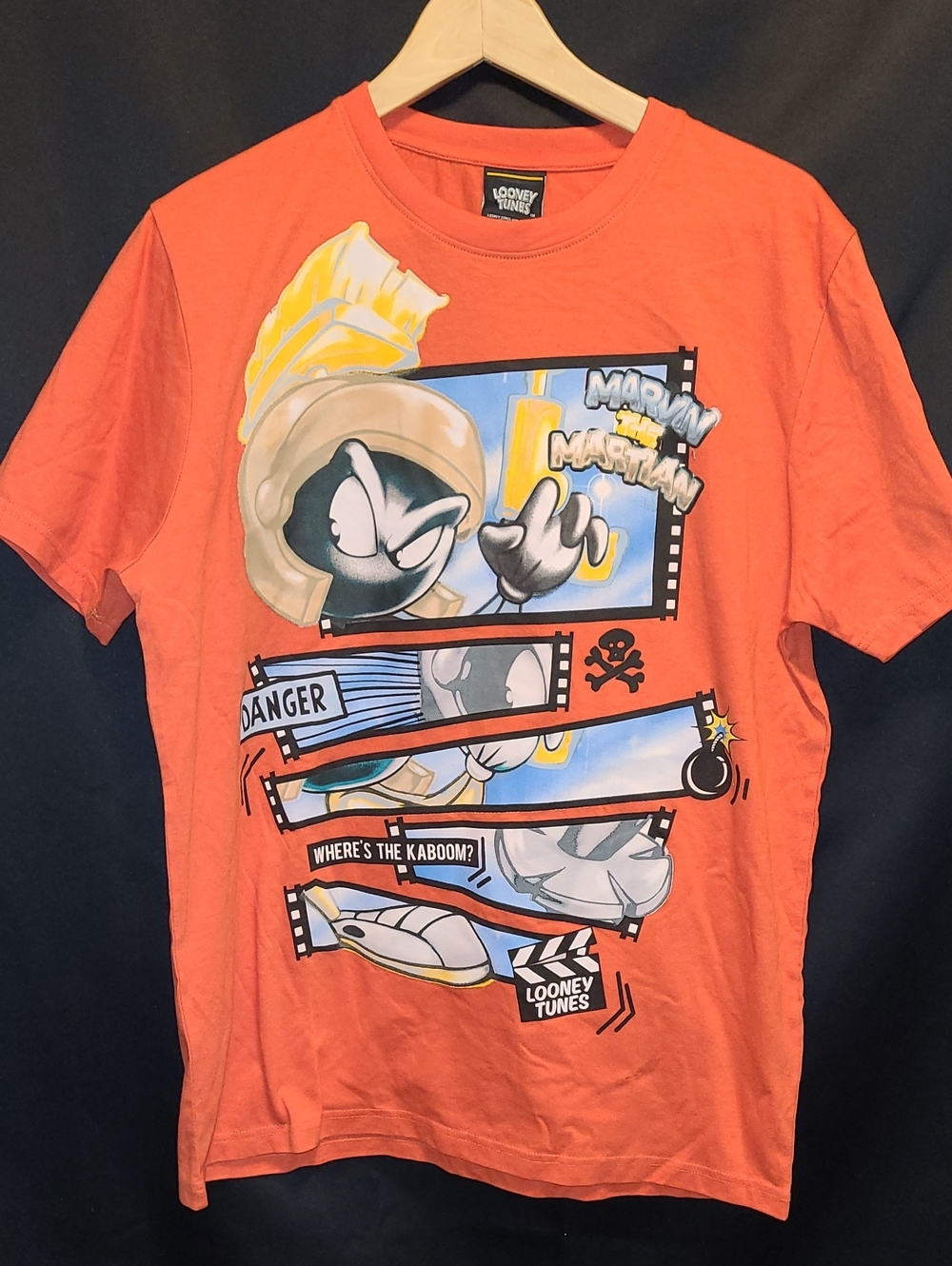 Marvin the Martian SPACE CREW Orange Graphic  Tee LOONEY TUNES SZ LARGE